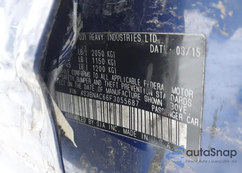 2015 Subaru Legacy 2.5I Premium z USA, uszkodzony, nr VIN 4S3BNAC66F3055687